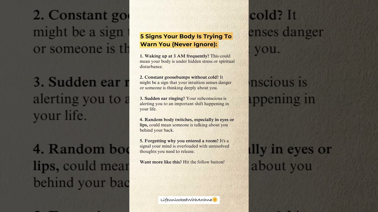 🌸 5 Signs Your Body Is Trying To Warn You 