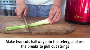 Removing celery strings for juicing