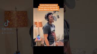 Lucky Daye recording That's You Co-Written by Bruno Mars In The Studio