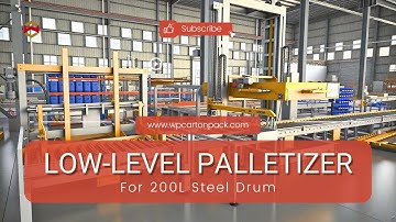 WIN-WIN PACK 200L Steel Drum Low-Level Palletizing Test | Robotic Gripper Operation | Palletizer