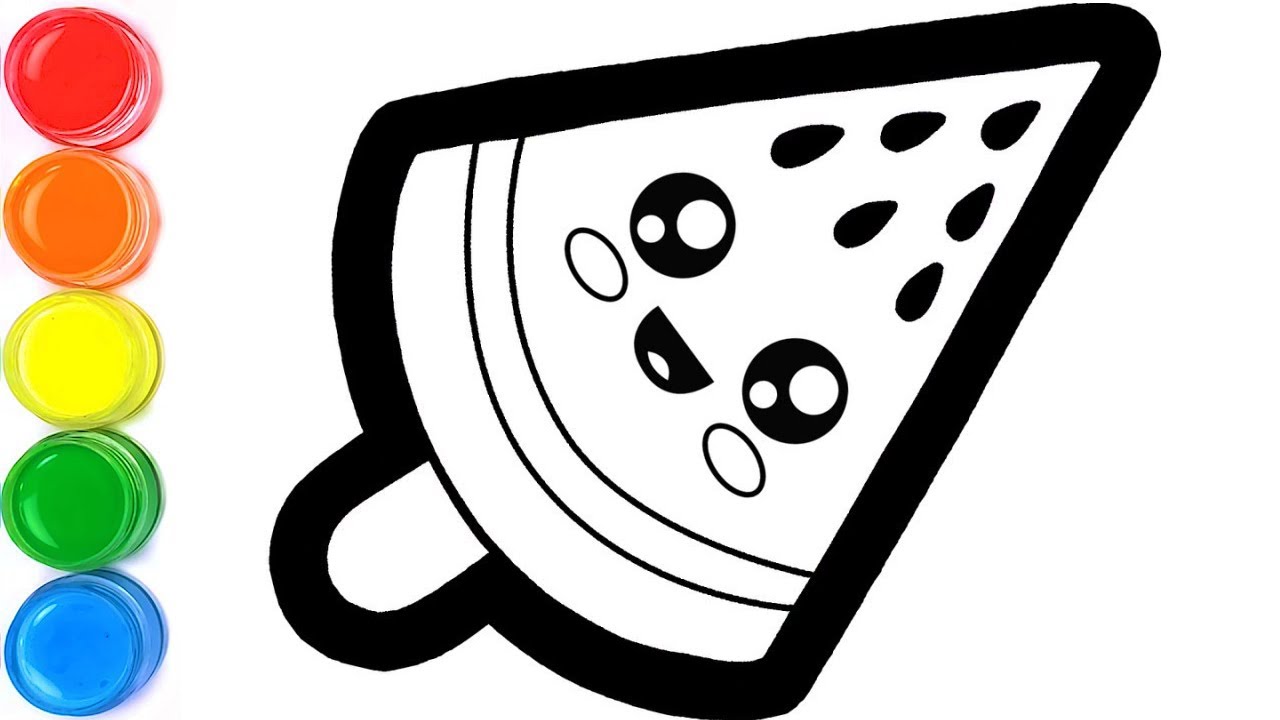 How to draw Glitter Ice Cream Watermelon coloring and drawing for Kids