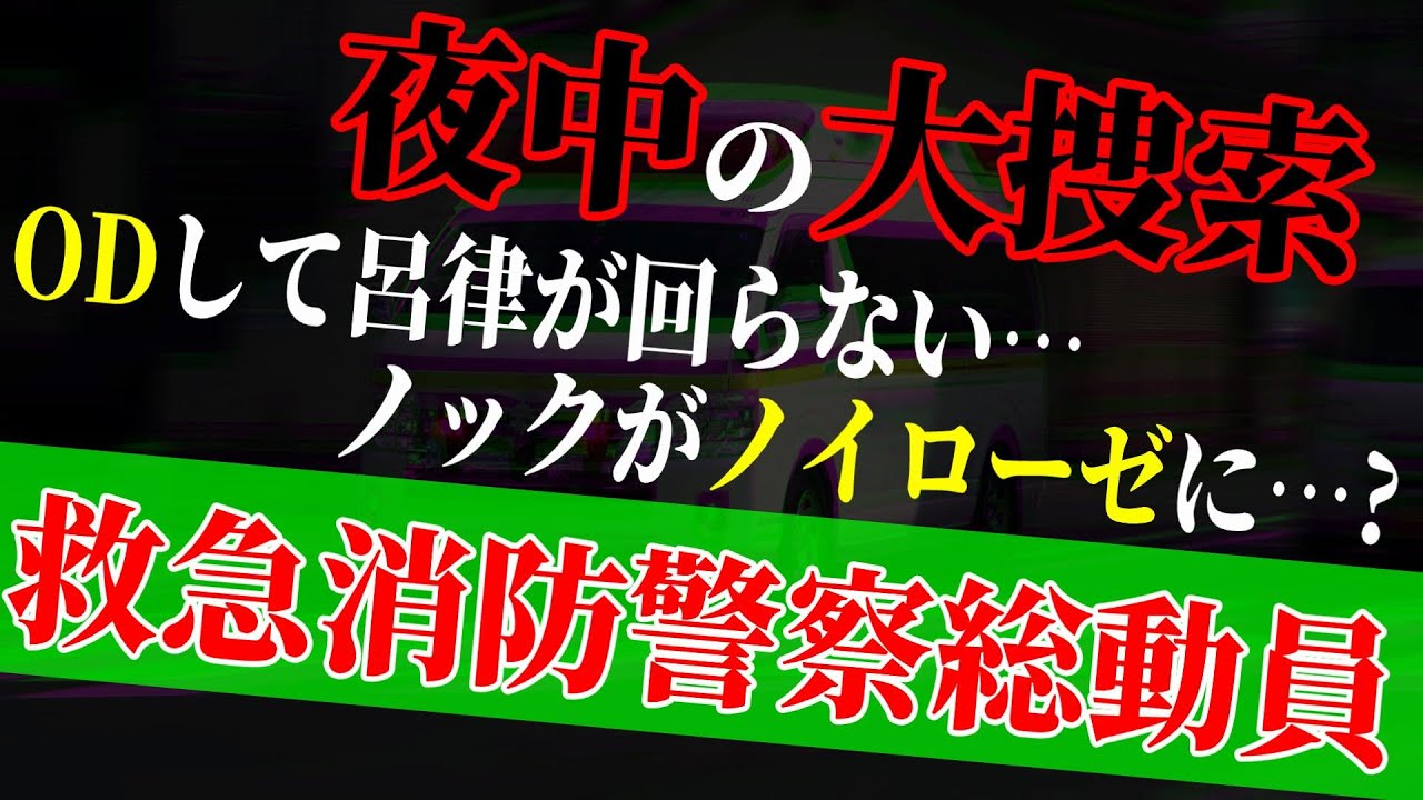 【虚言?!】ODしたという女性から相談中に急変!音信不通になり救急消防警察巻き込んで真夜中の大捜索でノック疲労困憊