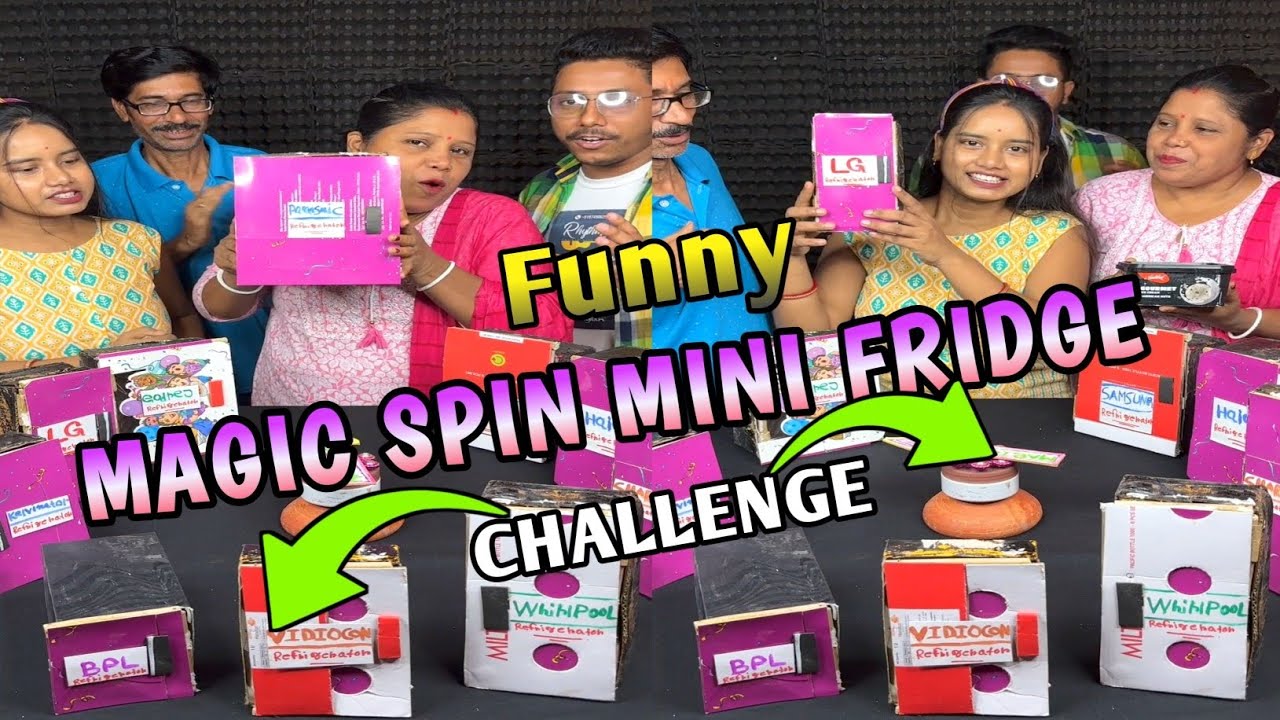 Magic Spin Win Surprise Mini Fridge Funny Challenge With Family