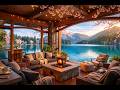 Peaceful Spring Lake Patio 🌸 Cozy Fireplace & Nature Sounds for Relaxation (4 Hours)