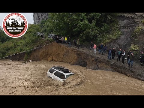 Toyota 4runner  Evacuation  from the raging river/დატბორილი ავტომობილის ევაკუაცია