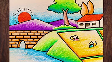 draw easy scenery | VẼ PHONG CẢNH ĐỀ TÀI QUÊ HƯƠNG EM #vetranh