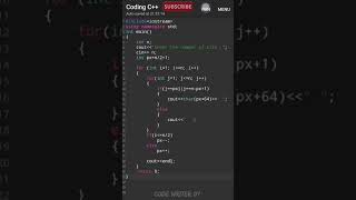 Best C++ pattern program tutorial video || 💯🧠 #codewriter07 #coding #youtubeshorts #programming