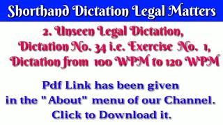 2 Unseen Legal Dictation,Dictation No 34 ie Exercise No 1,Dictation from 100 WPM to 120 WPM