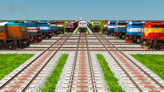 13 Diesel Locomotive Coupling Crossing At Bumpy Forked Railroad Tracks | Trains Crossing | #railroad
