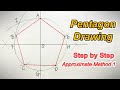 How to draw pentagon with an unscaled ruler and compass  step by step approximate method 1
