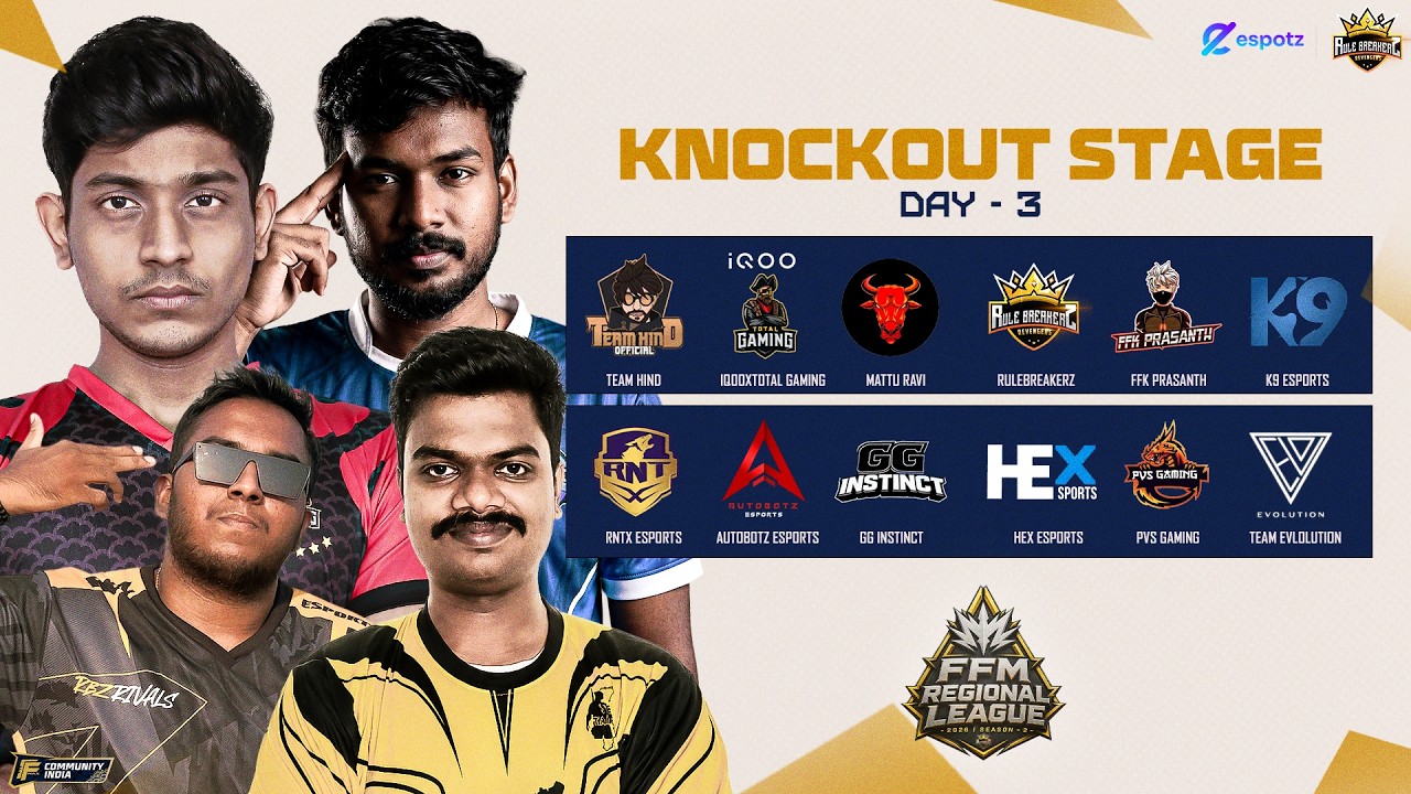 💥FFM REGIONAL LEAGUE - 2026 S2 | K.0 : D3 - MBz , IQOO TG , FFK , T.HIND | Tamil FreeFire Tournament