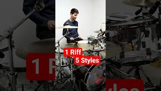 1 Riff - 5 Drum Styles #shorts #guitar #drums