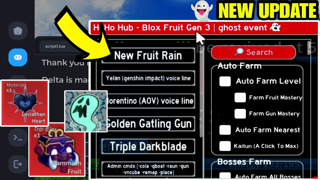 Script Blox Fruit No Key AUTO FARM HOHO HUB V3, RAIN FRUIT, AUTO MASTERY, AUTO RAID