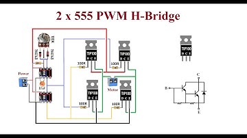 Two 555 - H-Bridge. Forward/ Reverse Motor.