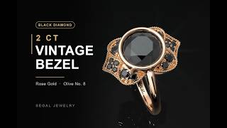 Rose Gold Black Diamond Engagement Ring – Vintage Bezel — Olive Collection | Segal Jewelry