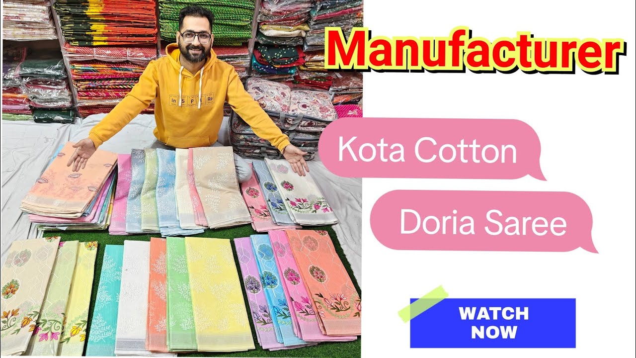 Kota Cotton Doria Sarees Manufacturer 💫 Kashmiri Embroidery & Work | Wholesale Price Sarees