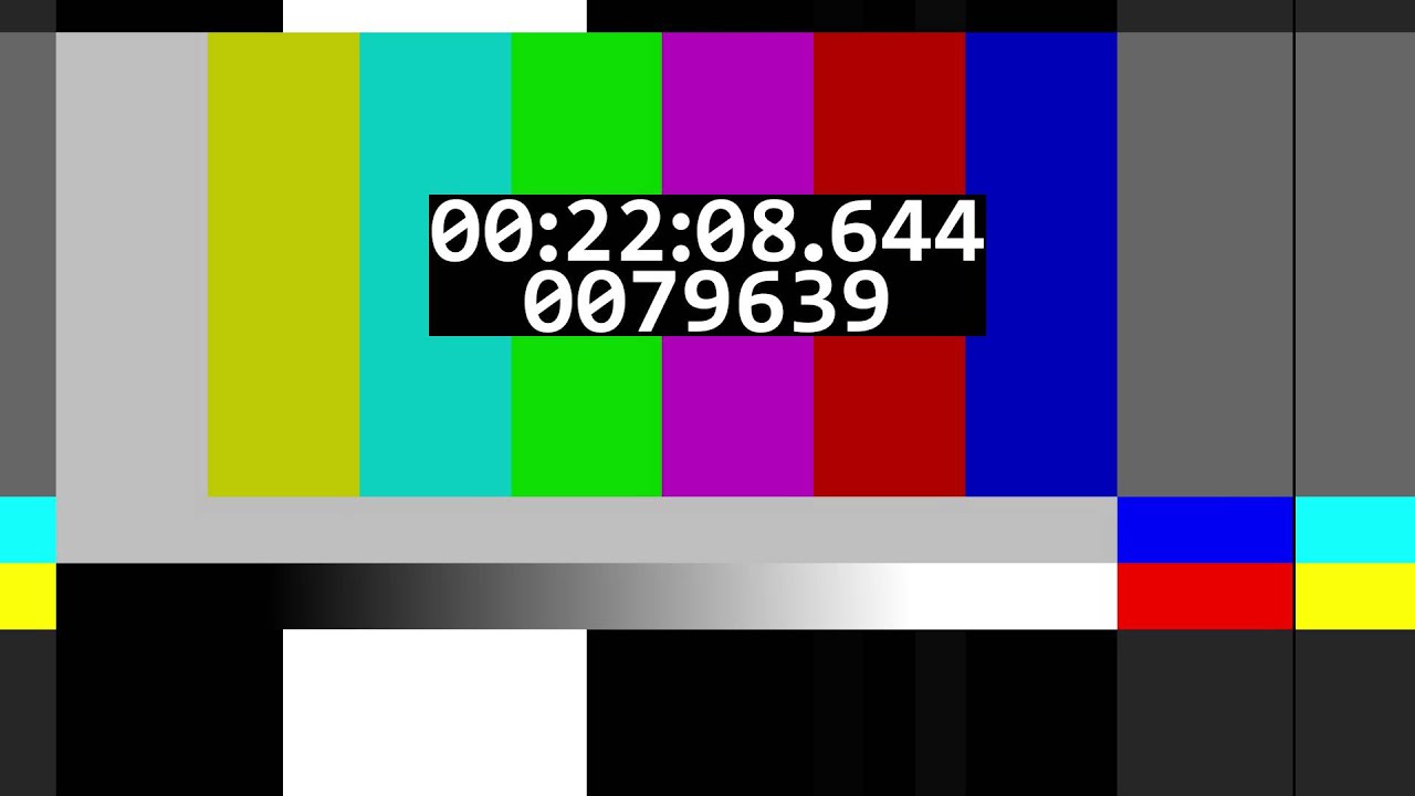 Scrolling Color Bars with time/frame counters and a test tone YouTube
