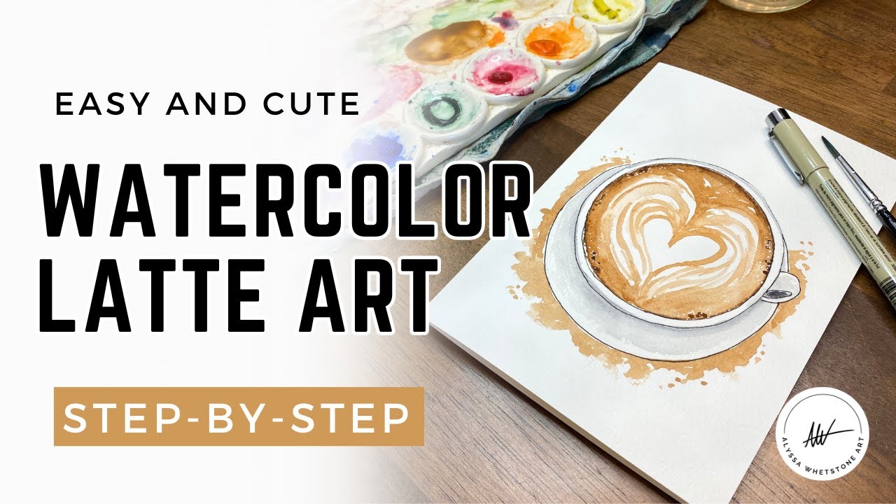 Урок по рисованию сердца на латте с акварелью — простая открытка ко Дню святого Валентина