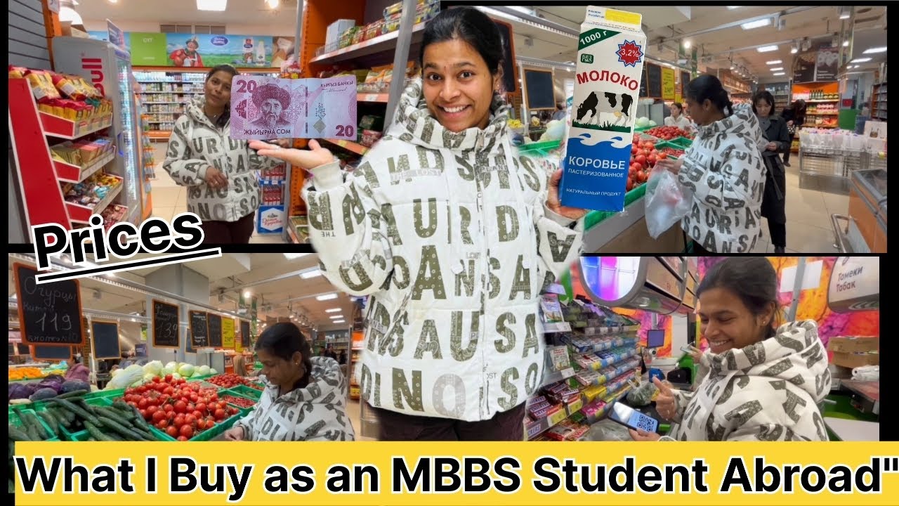 Kyrgyzstan Supermarket Tour : What I Buy as an MBBS Abroad ||Grocery shopping Hostel edition