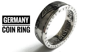 German Coin Ring. 5 Mark 1996 year. Made for special order.