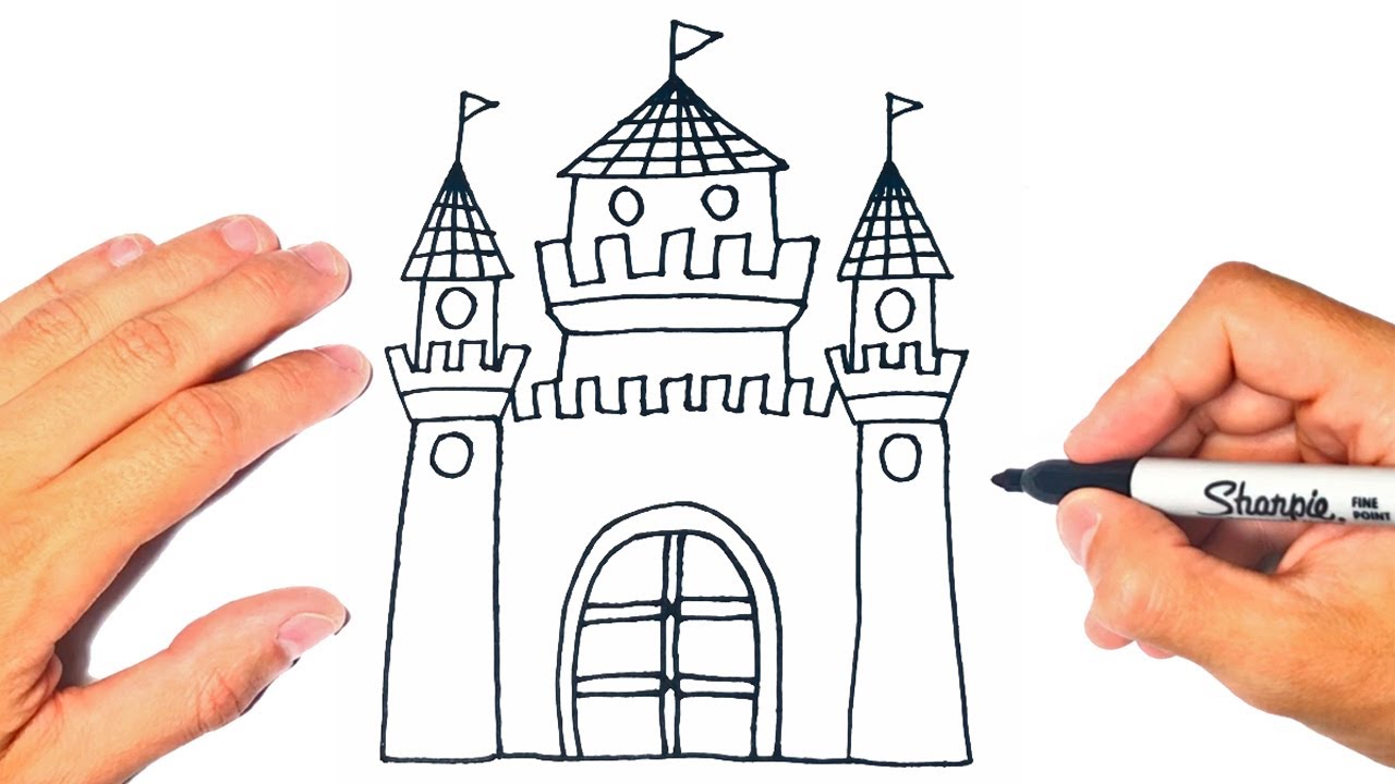 Cómo dibujar un CASTILLO FÁCIL | Dibujo de Castillo lindo - thptnganamst.edu.vn