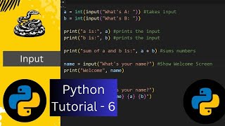 Input from user | Python Tutorial - 6 (Python Full Course) #python #input Profile