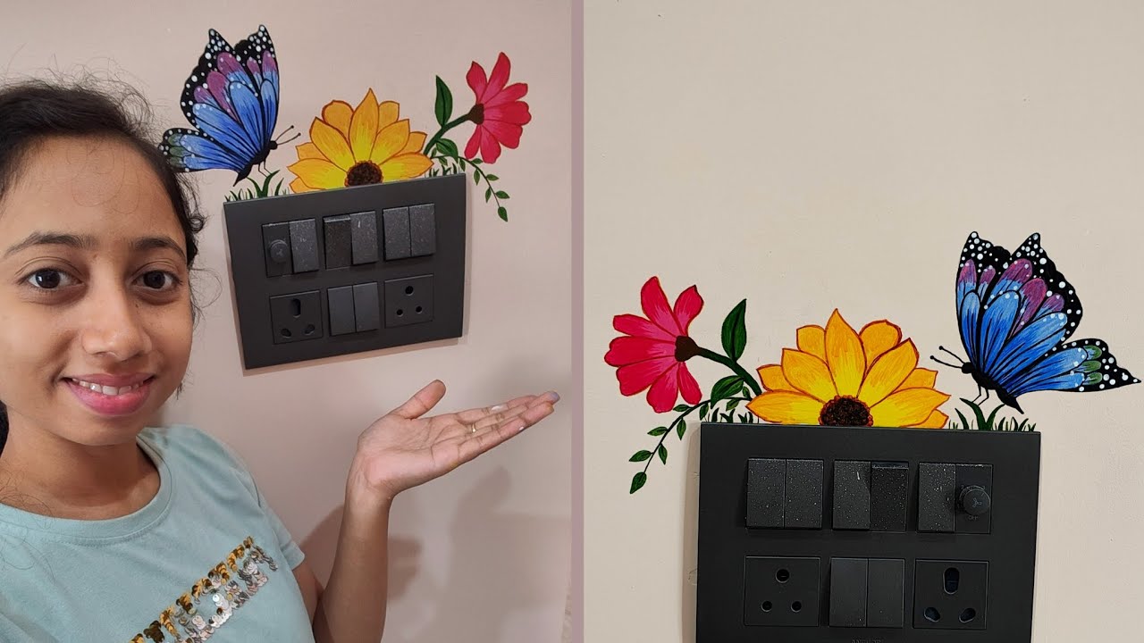 Switchboard painting || Wall painting || Wall decoration ideas - YouTube