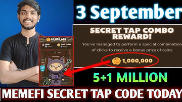 Memefi Secret Reward Combo Today | 03/09/2024 | Memfi 5,000,000 Coins Combo | Timothy Gaming