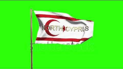 North Cyprus flag with title waving in the wind. Looping sun rises style. Animation loop Stock
