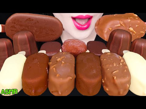 ASMR MAGNUM ICE CREAM, CHOCOLATE MARSHMALLOW, CHOCOLATE CRACKING 매그넘 아이스크림, 초콜릿 마쉬멜로우 먹방 MUKBANG