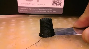 3D printed thimble made of rubber-like NinjaFlex flexible filament on a MakerBot Replicator 2