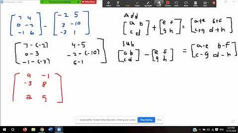 10th Grade Algebra 2 Perform Basic Matrix Operations