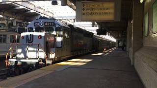 NJT GP40PH-2B 4213 'Speed Stripe' Shoves NJCL Train 2312 Out of Newark Penn Station 1/25/18