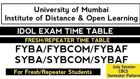 IDOL Exam Dates for FY/SY BA/BCOM Mumbai University IDOL| Ashish Sir