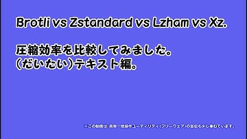 Brotli vs Zstandard vs Lzham vs Xz。テキストファイル編。