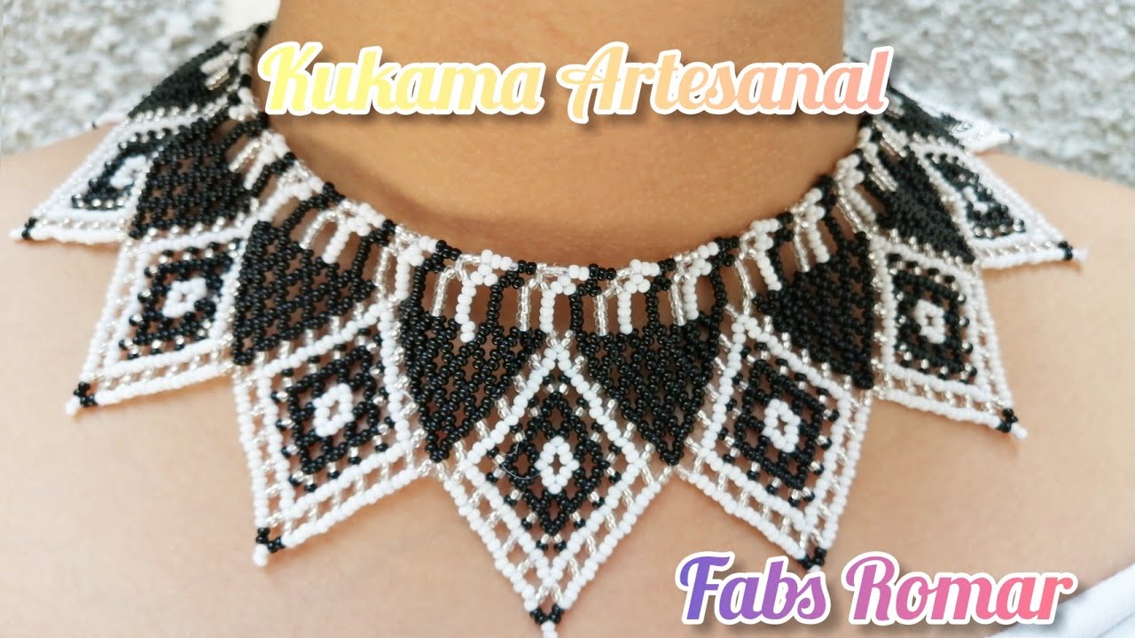 collar chaquira en rombos Blanco y negro - YouTube