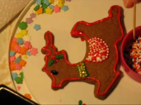 how to decorate reindeer gingerbread cookies - YouTube