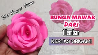 BUNGA MAWAR DARI KERTAS ORIGAMI/KERTAS LIPAT | DIY PAPER ROSE VERY EASY