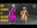 MAKE FARMER AND VILLAGE WOMAN USING PAPER |  SCHOOL PROJECT MAKING OF CHARACTERS FARMER