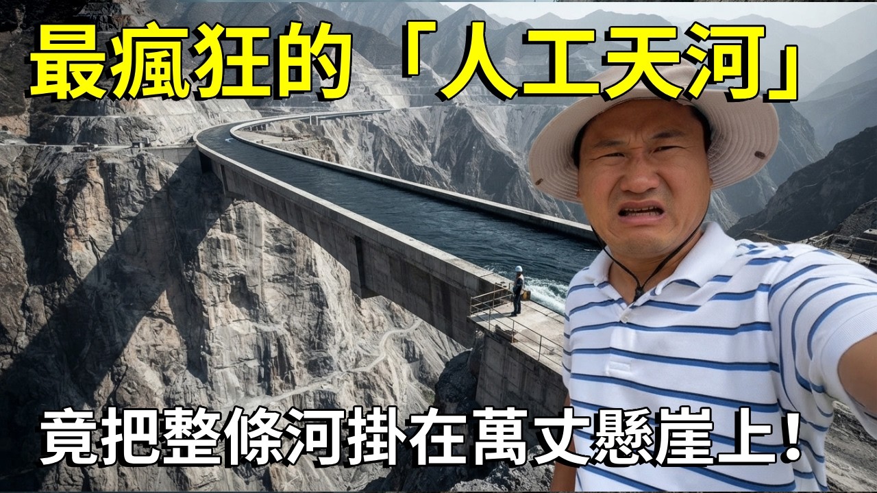 中國竟把整條河掛在萬丈懸崖上！憑雙手削平1250座山：實拍人類最瘋狂的「人工天河」！ 【大海去旅行】 縮圖