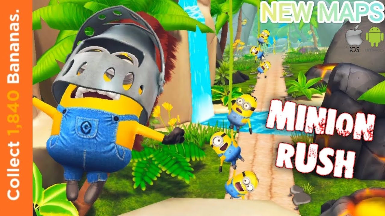 Minion Rush walkthrough New MAPS, collect 1,840 Bananas. YouTube