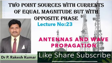 Two point sources with currents of equal magnitude but with opposite phase