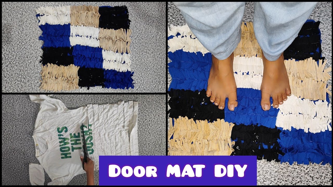 Door Mat Making At Home / Old tshirt Se Banaye Beautiful Door Mat
