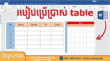 How to use table in Microsoft word, របៀបប្រើប្រាស់Table ក្នុងកម្មវិធី Word, eps 36