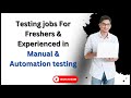 IT Referral Jobs | Manual testing | Automation testing | Apply Now | #itreferraljobs