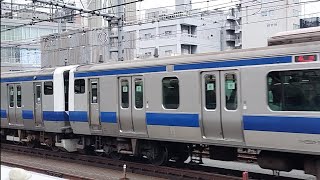 御徒町 上野東京ラインのE531系15両編成が低速通過するシーン
