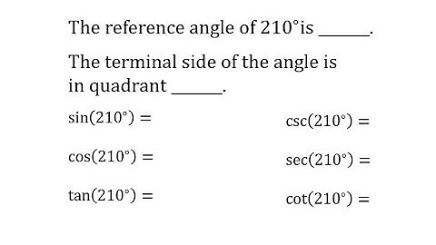 Find 6 Trig Function Values of 210 Degrees (Reference Triangle and Unit Circle)