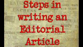 HOW TO WRITE AN EDITORIAL ARTICLE