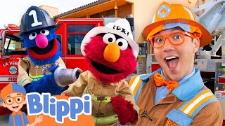 new blippi sings elmo and grovers fire truck song blippi songs educational songs for kids