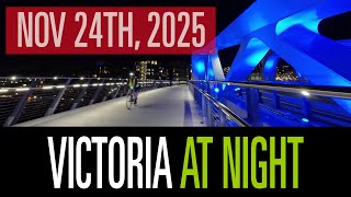 Walking Tour Downtown Victoria at Night [4K] Johnson Street Bridge to Harbour - November 24th, 2025